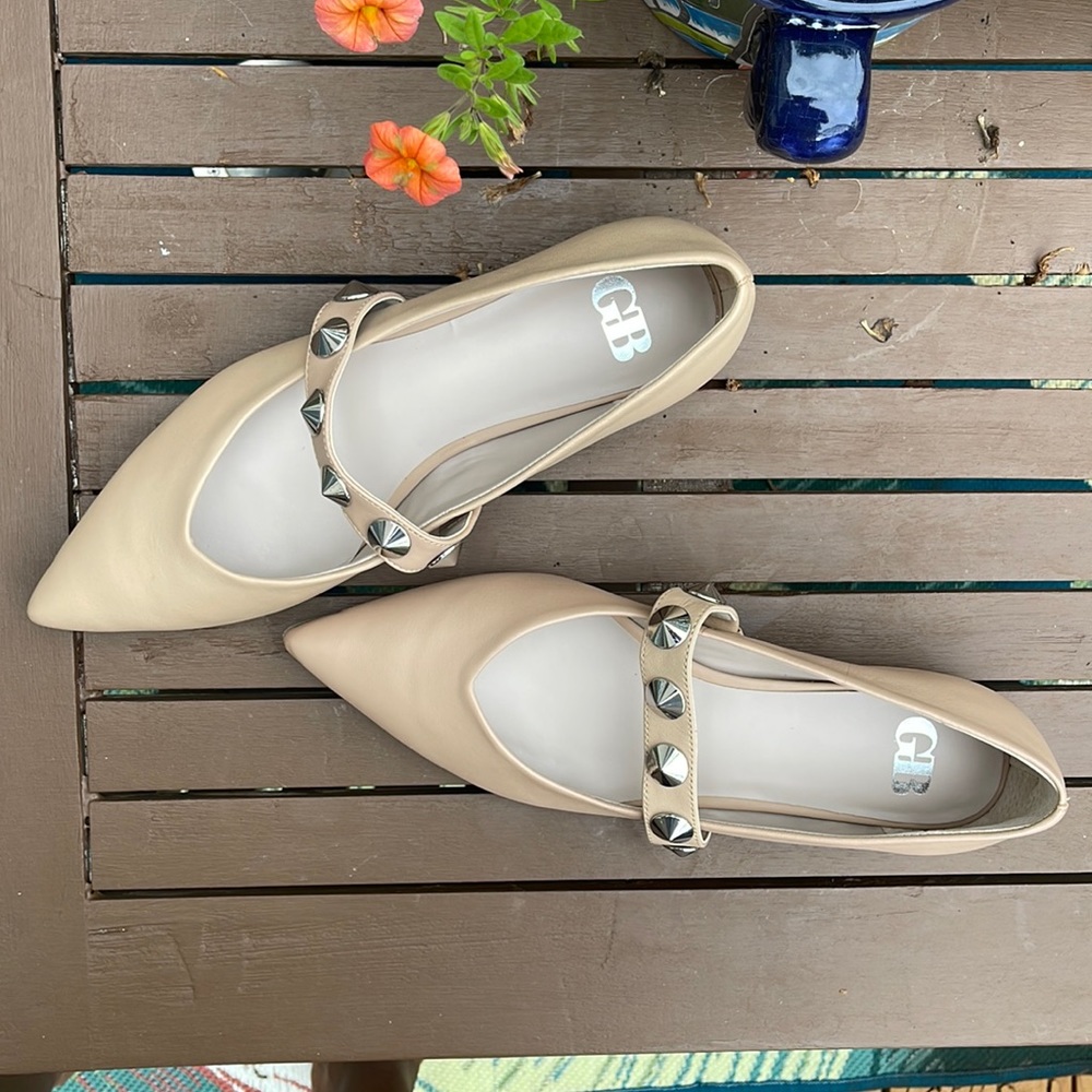 Studded leather flats